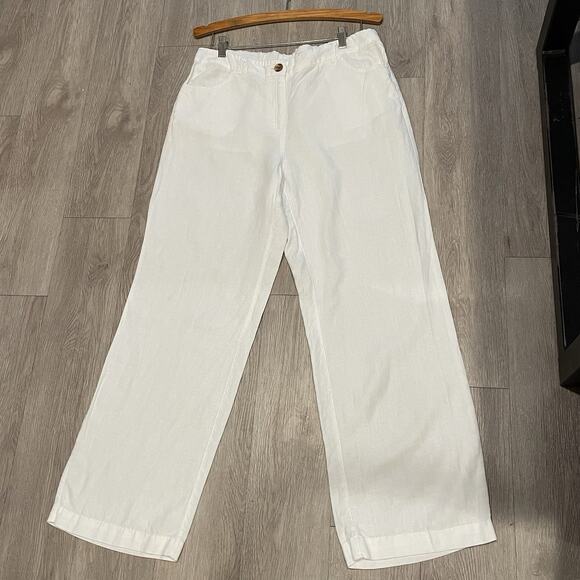 Chico’s Women 100% Linen Pants Size 1 Wide Leg Vacation Resort Cruise - Picture 1 of 9